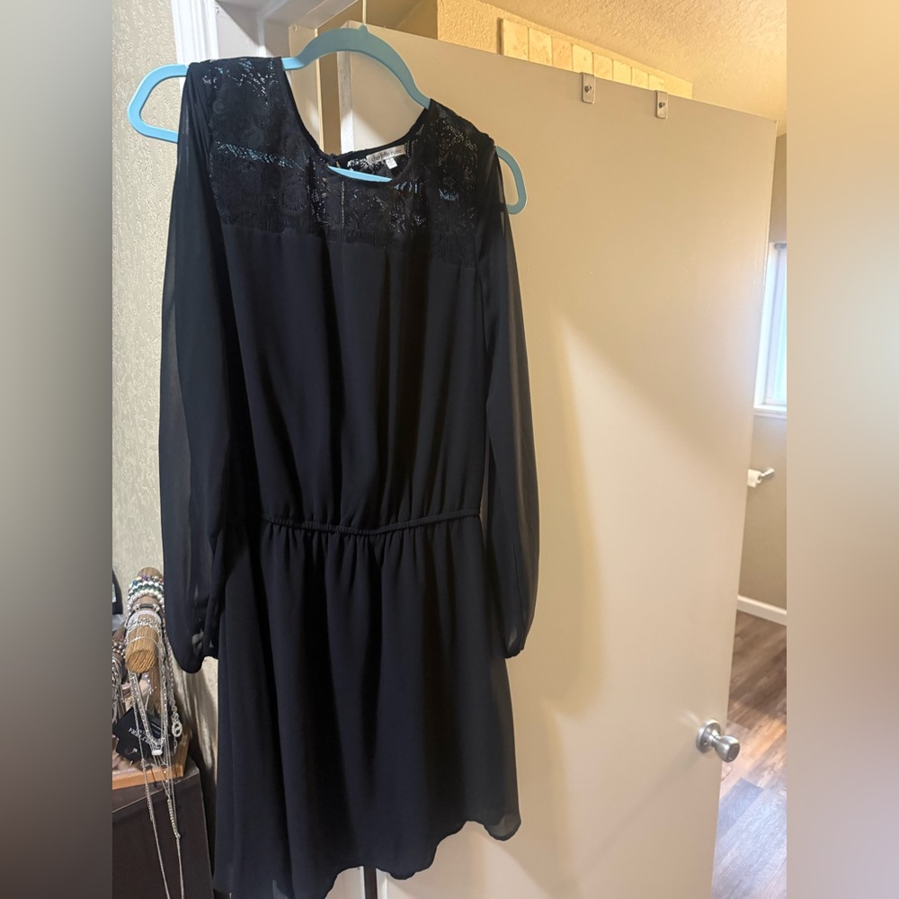 Charlotte Russe Black Long Sleeve Dress with Lace